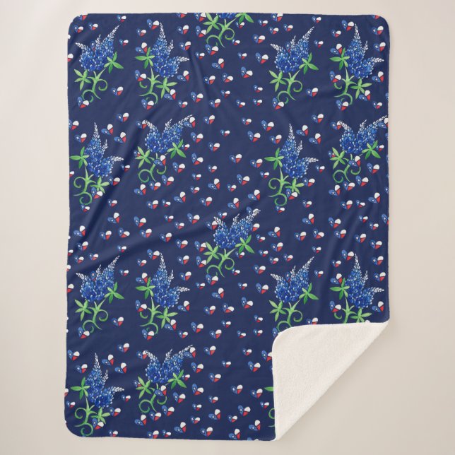 Cobertor Sherpa Texas Bluebonnets Texan Lone, estado estelar (Frente)