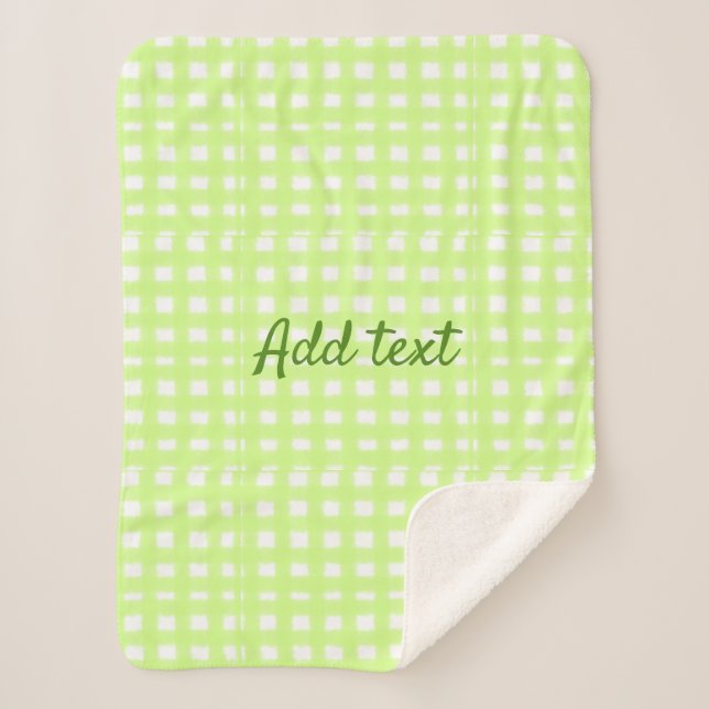 Cobertor Sherpa Texto adicional personalizado do ginham de xadrez  (Frente)
