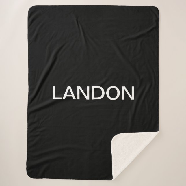 Cobertor Sherpa Texto Branco Preto e Negrito Moderno (Frente)