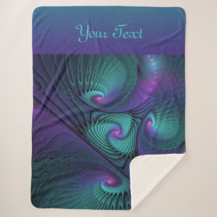 Cobertor Sherpa Texto de Arte Fractal abstrato