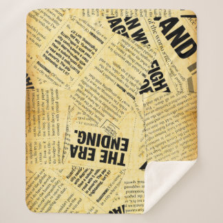 Cobertor Sherpa Texto do jornal com papel antigo