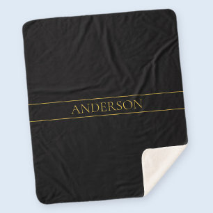 Cobertor Sherpa Texto e Linhas de Ouro Personalizáveis com Classe