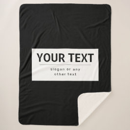 Cobertor Sherpa Texto Editável Moderno Negrito | Preto & Branco