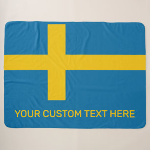 Cobertor Sherpa Texto Personalizado Bandeira Sueca
