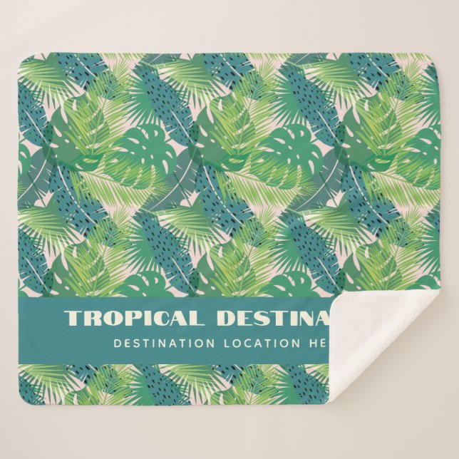 Cobertor Sherpa Texto personalizado do padrão Folha de abstrato Pa (Frente (Horizontal))