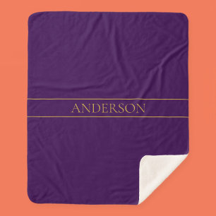 Cobertor Sherpa Texto Personalizável Elegante   Dourado e profundo