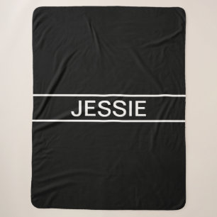 Cobertor Sherpa Texto Personalizável Preto e Branco Moderno e Ou