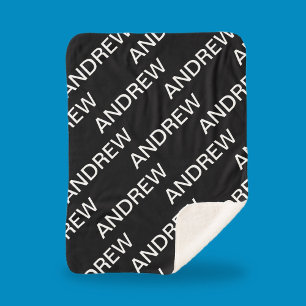 Cobertor Sherpa Texto Personalizável   Preto e Branco Moderno e Ou