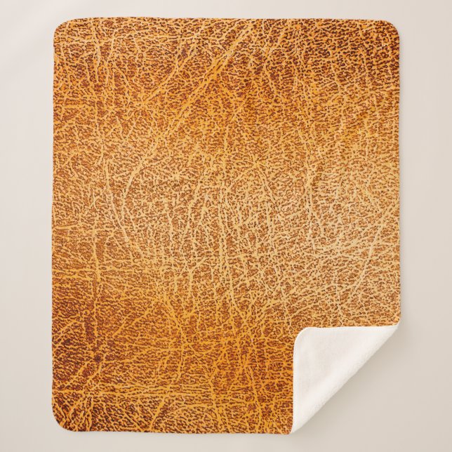 Cobertor Sherpa Textura antiga de couro marrom (Frente)