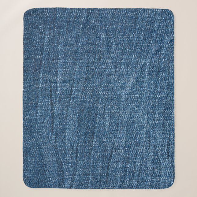 Cobertor Sherpa Textura Blue Denim: Jeans Clássicos. (Frente)