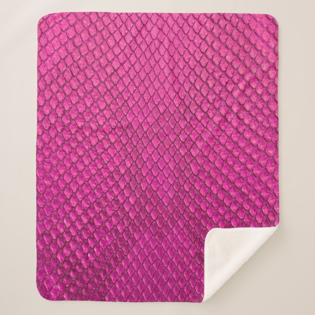 Cobertor Sherpa Textura da pele de cobra de píton rosa (Frente)