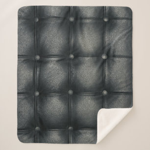 Cobertor Sherpa Textura De Couro Buttonado De Luxo