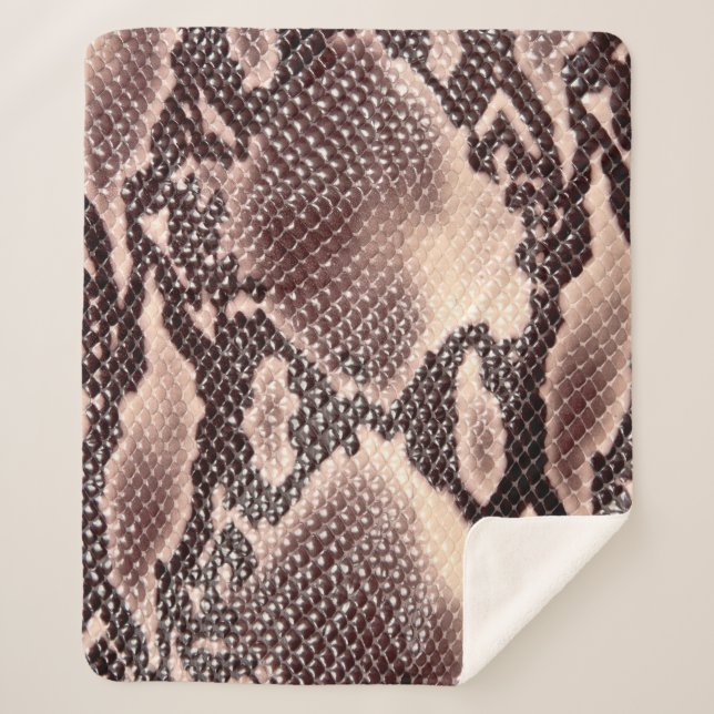 Cobertor Sherpa Textura de couro de serpente castanha (Frente)