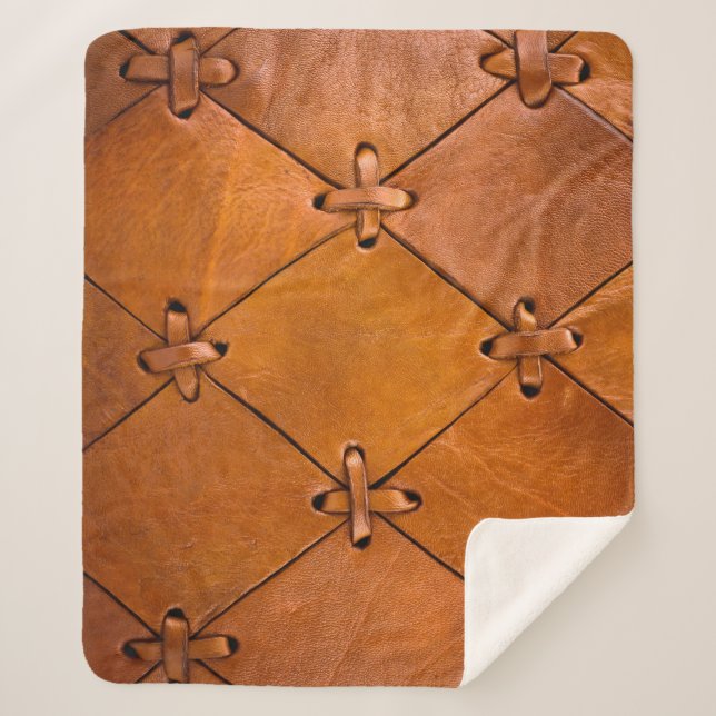 Cobertor Sherpa Textura de couro, detalhes da cobertura natural. (Frente)