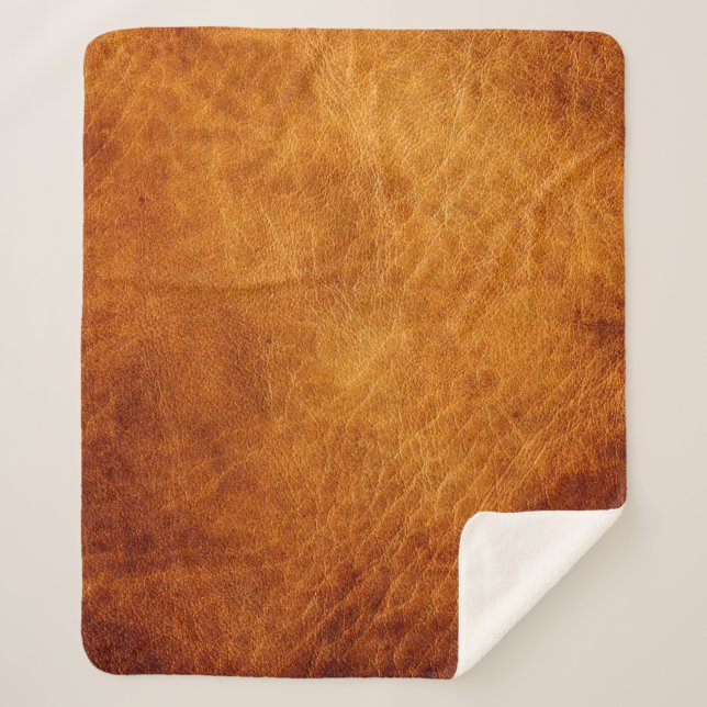 Cobertor Sherpa Textura de couro marrom (Frente)