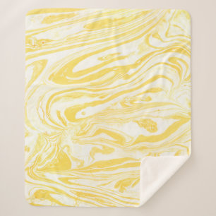 Cobertor Sherpa Textura de mármore amarelo. Desenho manual