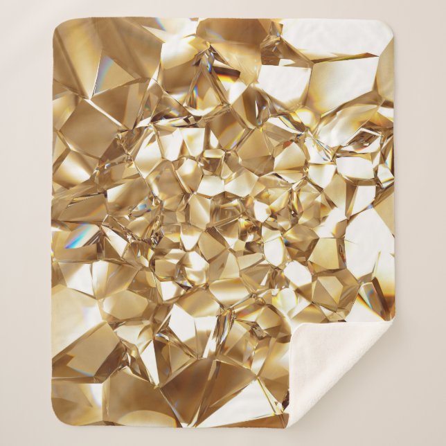 Cobertor Sherpa Textura de ouro de abstrato de 3D. (Frente)