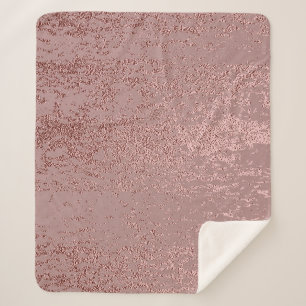 Cobertor Sherpa Textura de ouro metálico, quartzo rosa.