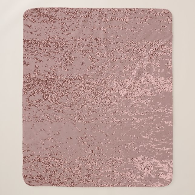 Cobertor Sherpa Textura de ouro metálico, quartzo rosa. (Frente)