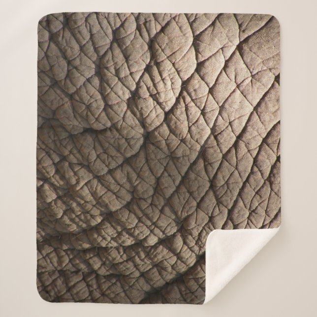 Cobertor Sherpa Textura De Pele De Elefante Real, Enrugada. (Frente)