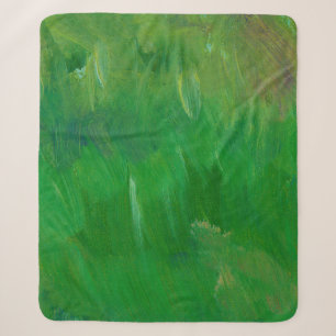 Cobertor Sherpa Textura de pintura de grama verde. Fundo desenhado
