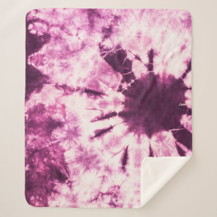 Cobertor Sherpa Textura de Tie Dye Batik Roxo