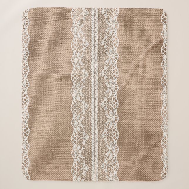 Cobertor Sherpa Textura Do Lace Escuro Burlap (Frente)