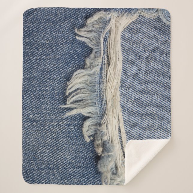Cobertor Sherpa Textura dos jeans riscada, fundo do na moda. (Frente)