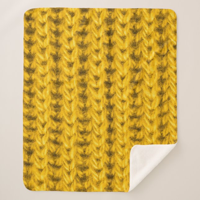 Cobertor Sherpa Textura em Wool Amarelo Vibrante (Frente)