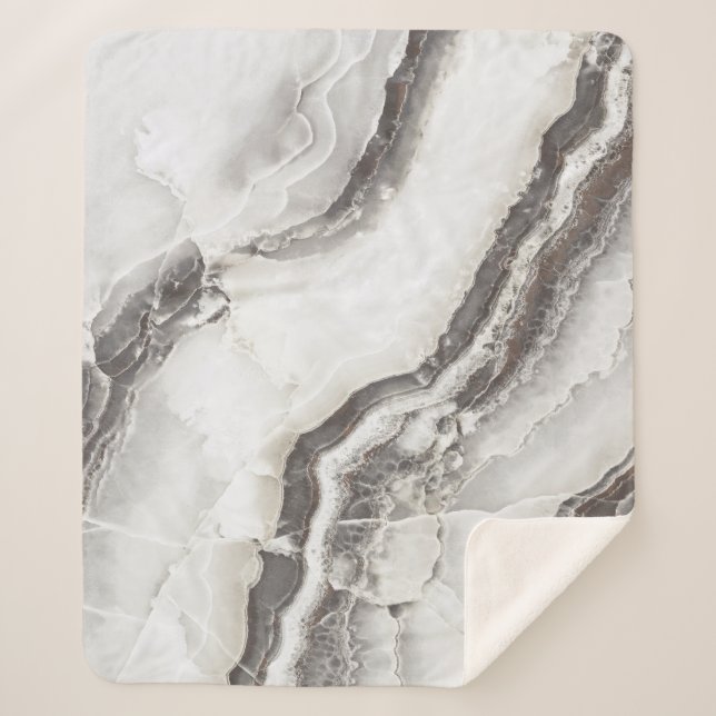 Cobertor Sherpa Textura Marble, Lábio Italiano de Alta Resolução. (Frente)