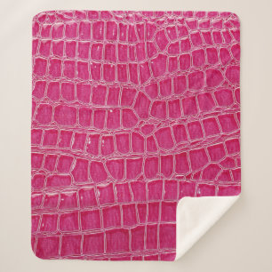 Cobertor Sherpa Textura Padrão do Alligador Rosa