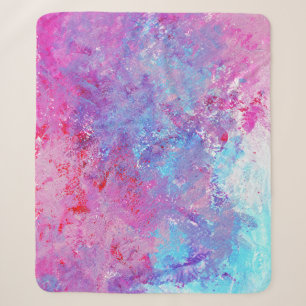 Cobertor Sherpa Textura rosa-azul criativa, manchas de tinta.