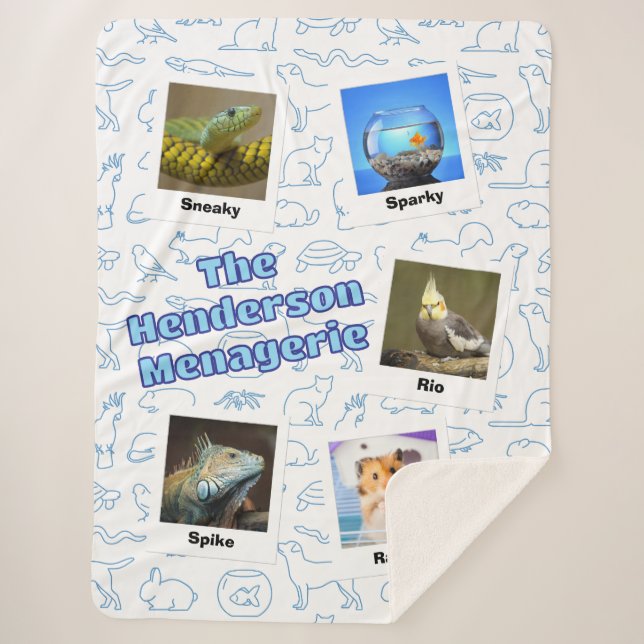 Cobertor Sherpa The Family Menagerie – Mixed Pet Custom Photo D (Frente)