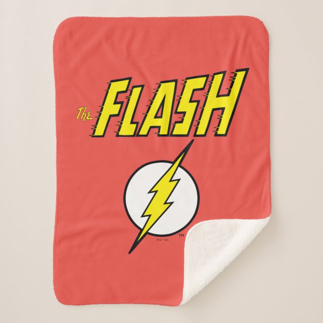 Cobertor Sherpa The Flash Name & Lightning Bolt Logo (Frente)