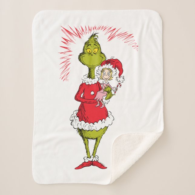 Cobertor Sherpa The Grinch Holds Cindy Lou Who (Frente)