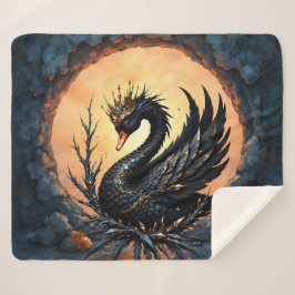 Cobertor Sherpa The Obsidian Swan of Moonlit Grace. In the twiligh