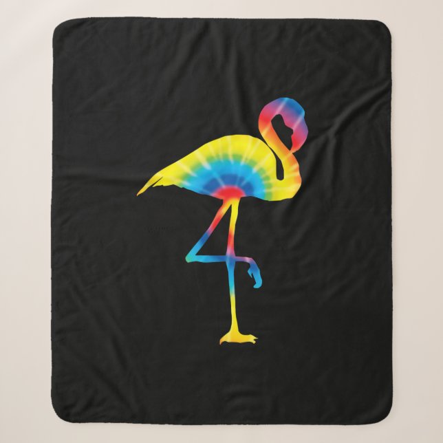Cobertor Sherpa Tie Dye Flamingo Rainbow Impressão Bird Animal Hip (Frente)
