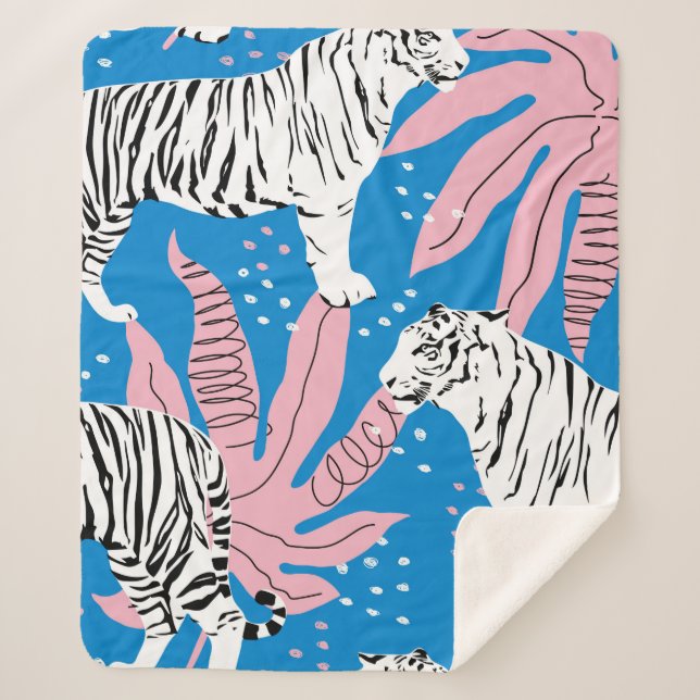 Cobertor Sherpa Tiger seamless pattern,wild animal background,tren (Frente)
