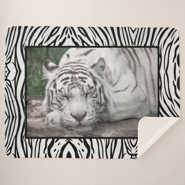 Cobertor Sherpa Tigre Branco (Frente (Horizontal))