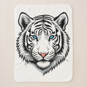 Cobertor Sherpa Tigre branco com olhos azuis