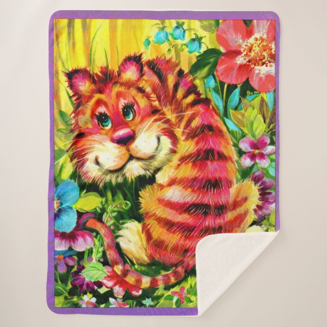 Cobertor Sherpa tigre colorido (Frente)