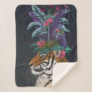 Cobertor Sherpa Tigre com o headpaper tropical