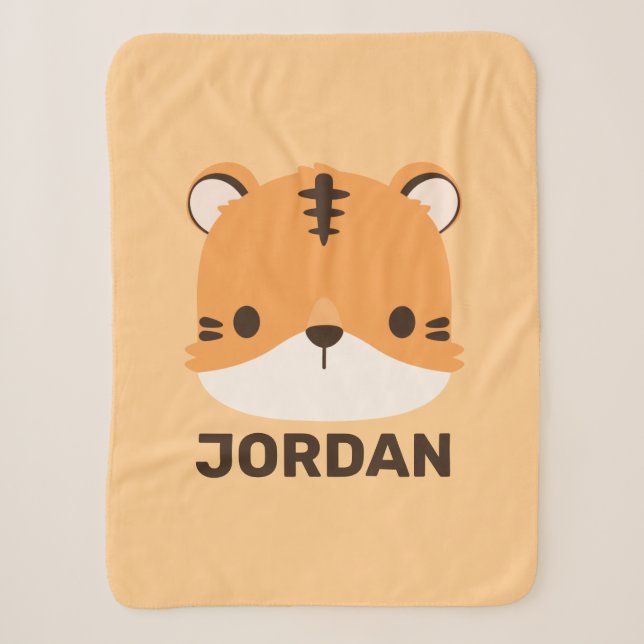 Cobertor Sherpa Tigre de Cuta com Nome Personalizado (Frente)