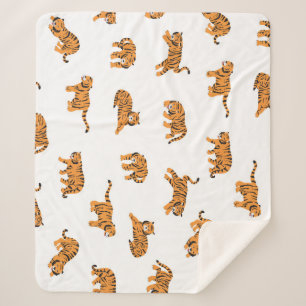 Cobertor Sherpa Tigre Japonês: Vintage Doodle Seamless