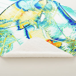 Cobertor Sherpa Tinta cortada no, imagem com mancha azul-ciana ama