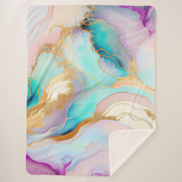 Cobertor Sherpa Tinta de mármore de Pastel abstrato com brilho