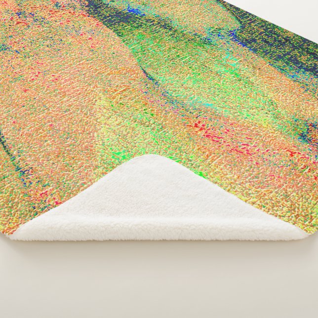 Cobertor Sherpa Tinta vestida verde-alaranjada e enrugada (3/4)