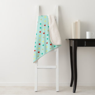 Cobertor Sherpa Tiny polka corações em verde-marinho