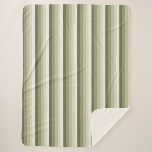 Cobertor Sherpa Tiras de sombra verde-oliva (Frente)