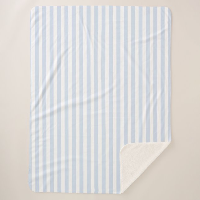 Cobertor Sherpa Tiras doces brancas e azuis claras (Frente)